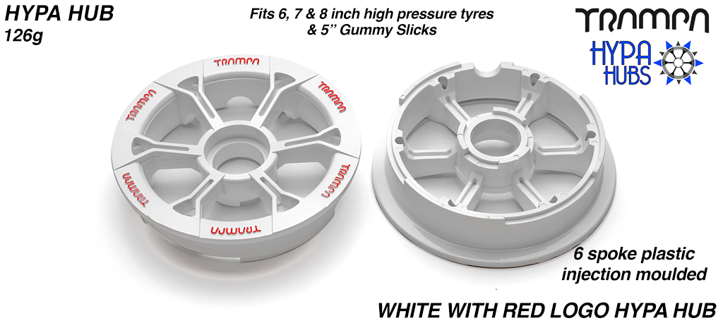 Hypa Hub 3.75x 2 Inch - White RED logo  