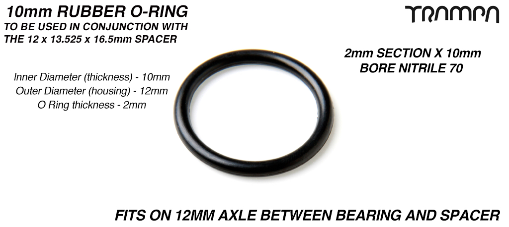 10mm Rubber O-Ring to fit in Bearings - 2mm Section x 10mm Bore NITRILE 70 