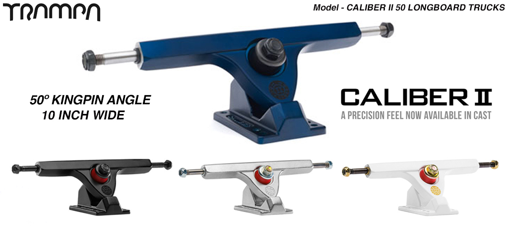 CALIBER II 50º Baseplate mount & 10 inch wide hanger Longboard Trucks - For fast Carvy turns!