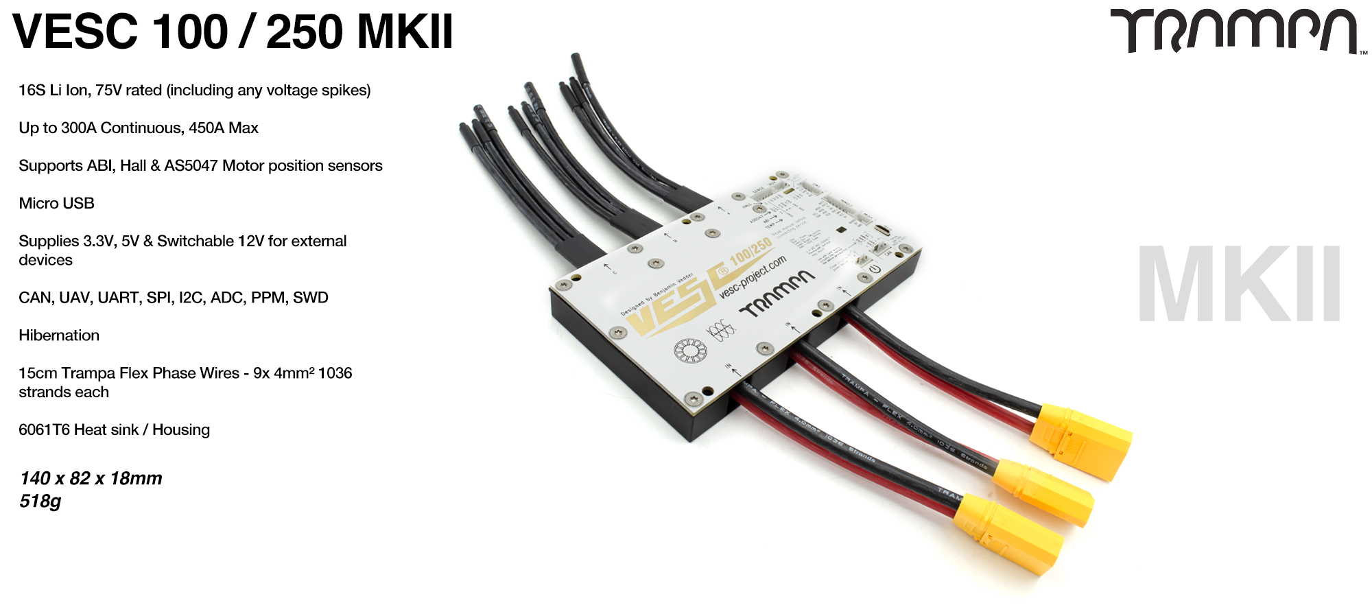 VESC 100V 250A MKII In CNC T6 Silicone Sealed Aluminum Box 