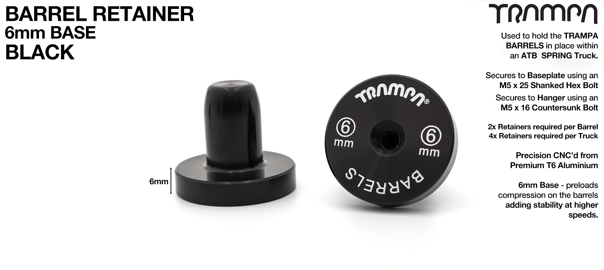 BARRELS Retainer 6mm Base BLACK