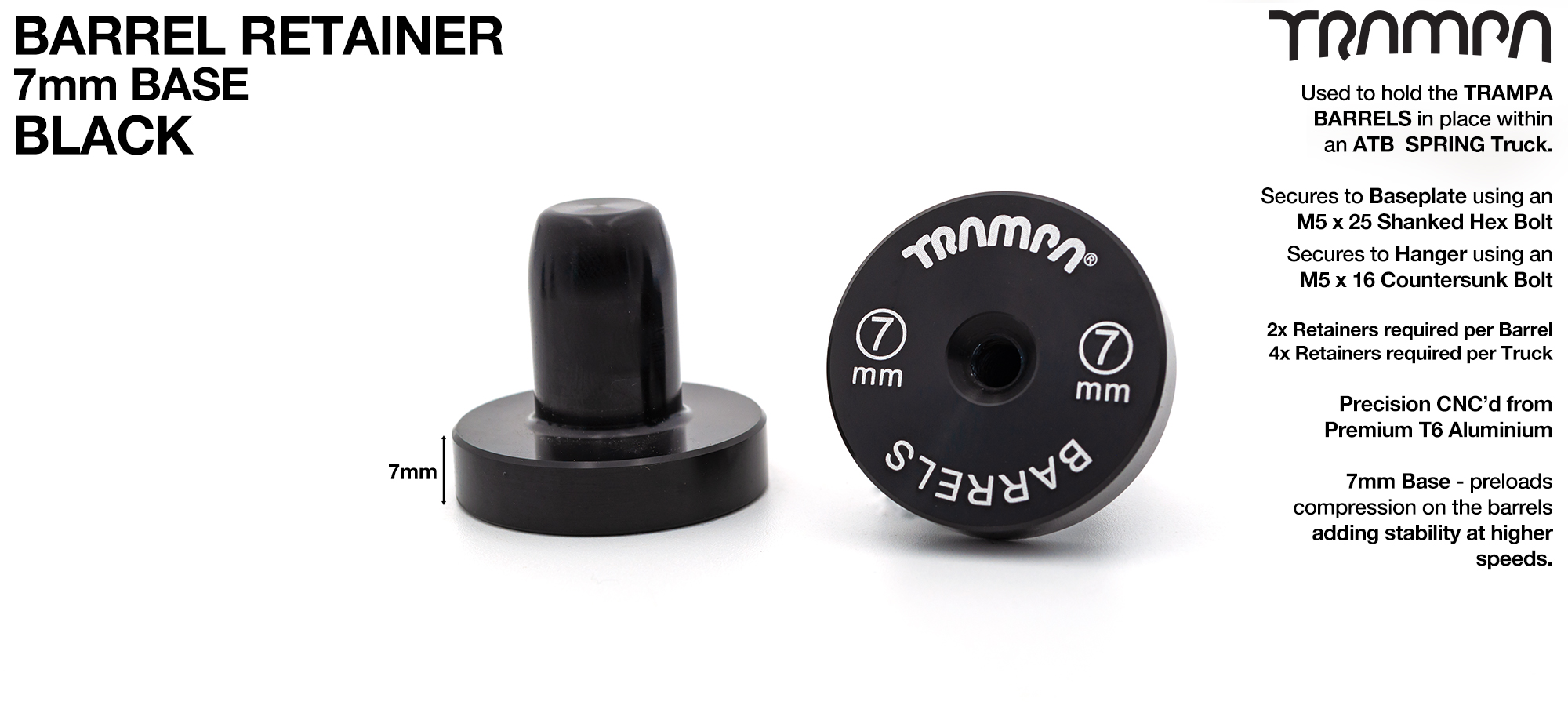 BARRELS Retainer 7mm Base BLACK