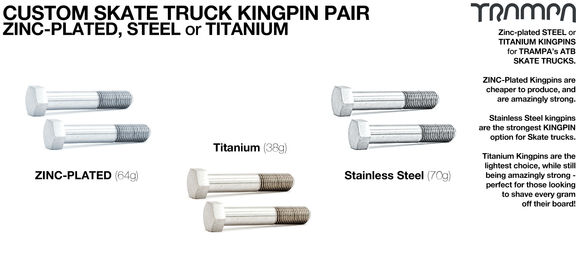 Skate Truck Kingpin Custom x2