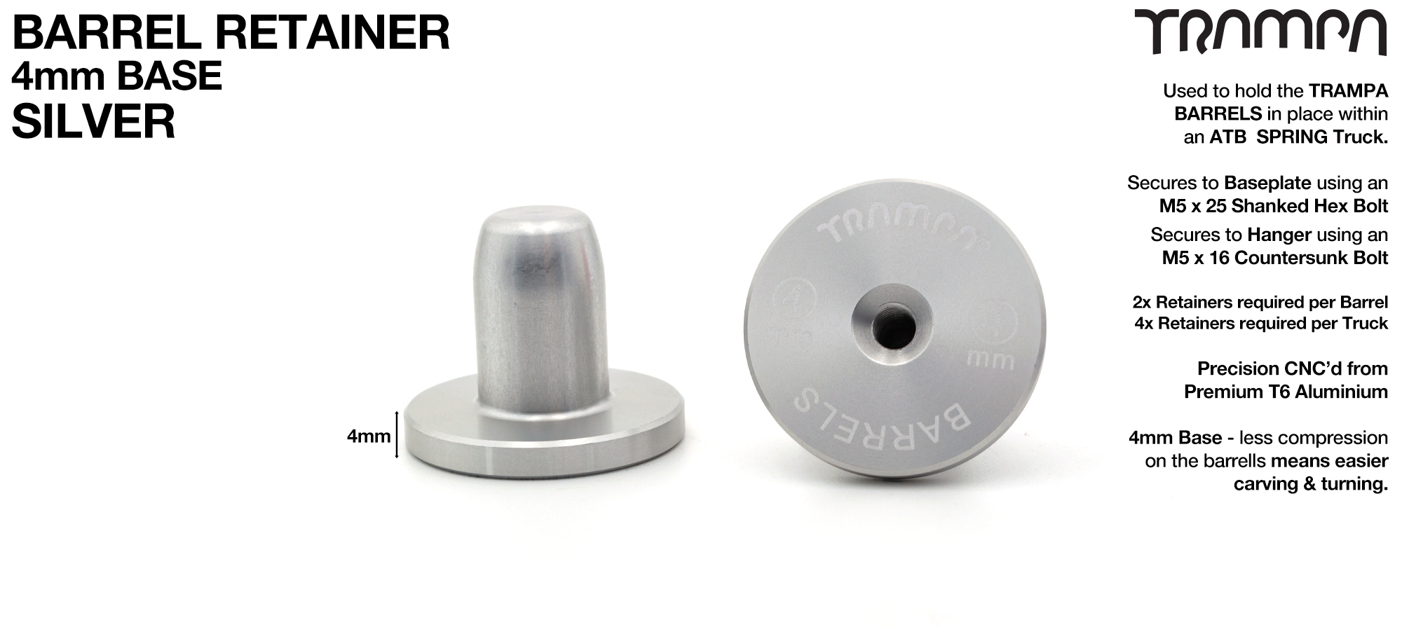 BARRELS Retainer 4mm BASE - SILVER