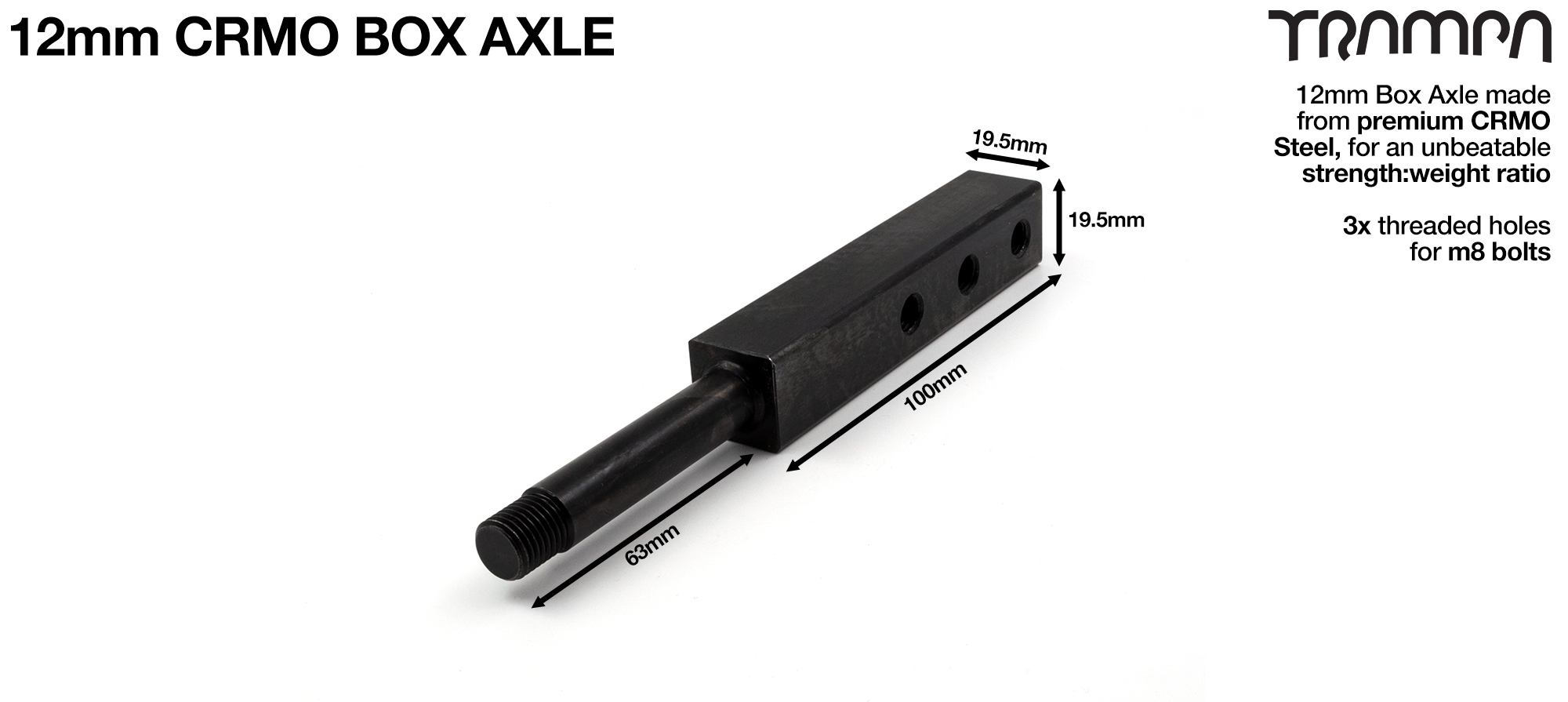 19.5mm Cr-Mo BOX AXLE - 12mm 