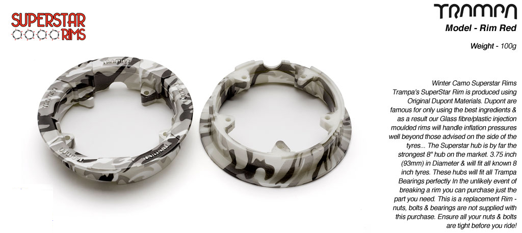 Genuine SUPERSTAR CENTER-SET Rim 3.75x 2 Inch fits all 3.75 Inch Tyres - WINTER Camo 