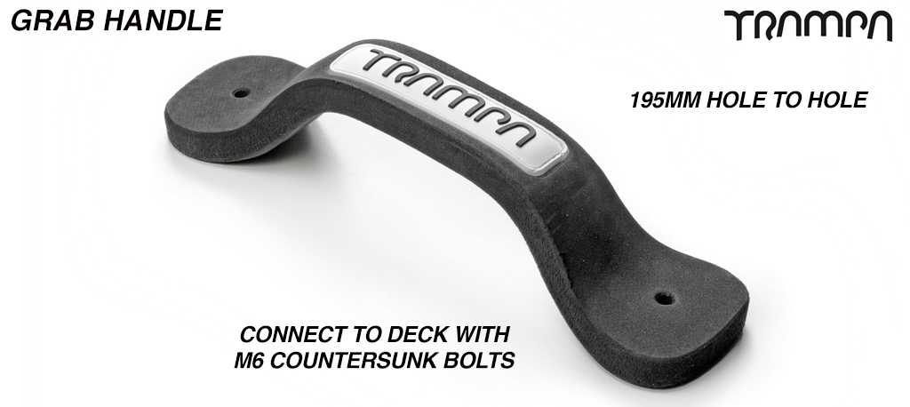 Grab Handle - White patch with Black TRAMPA logo