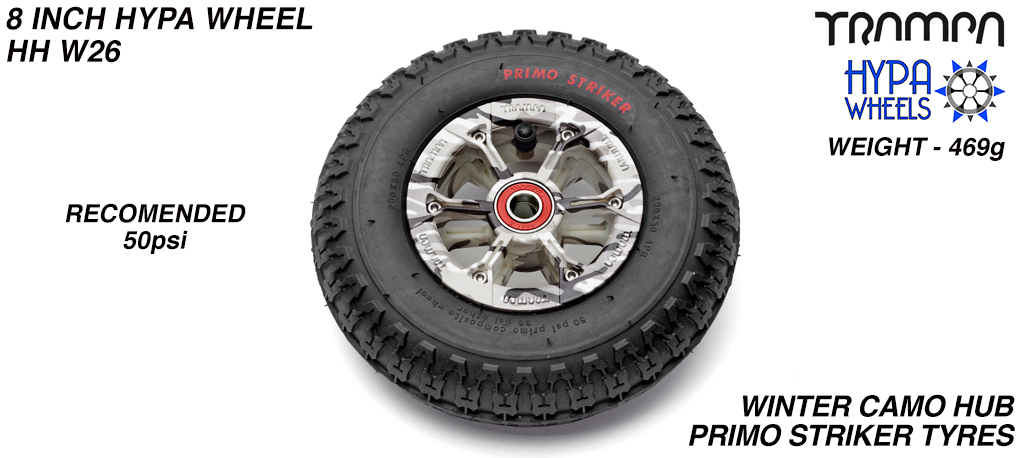8 Inch Wheel - Winter Cammo Hypa hub with Black Striker 8 Inch Tyre