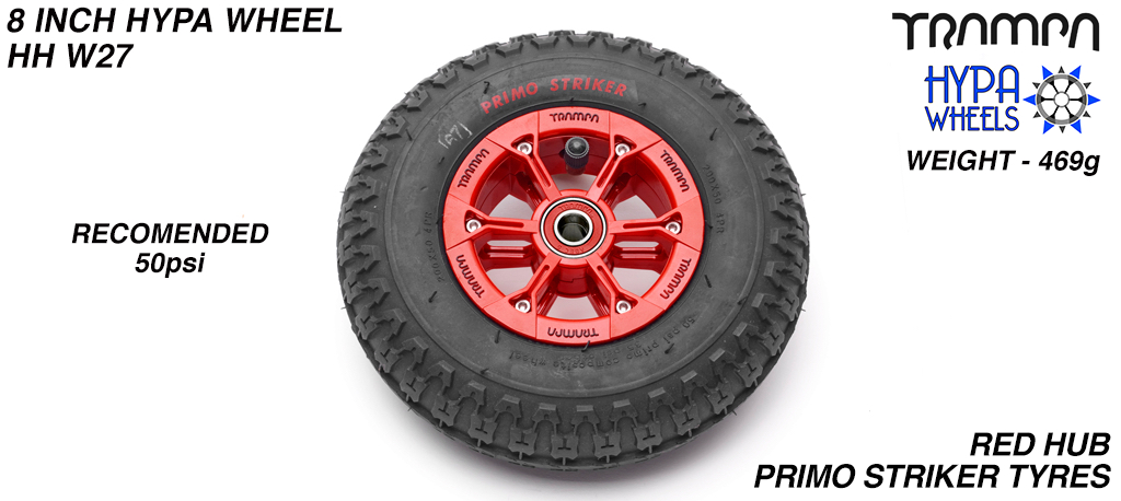 8 Inch Wheel - Red & Black Logo Hypa Hub with Black Striker 8 Inch Tyre 