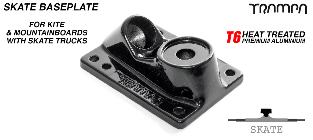 Skate Truck Baseplate - Trampa embossed, Bead polished & Powder coated - BLACK