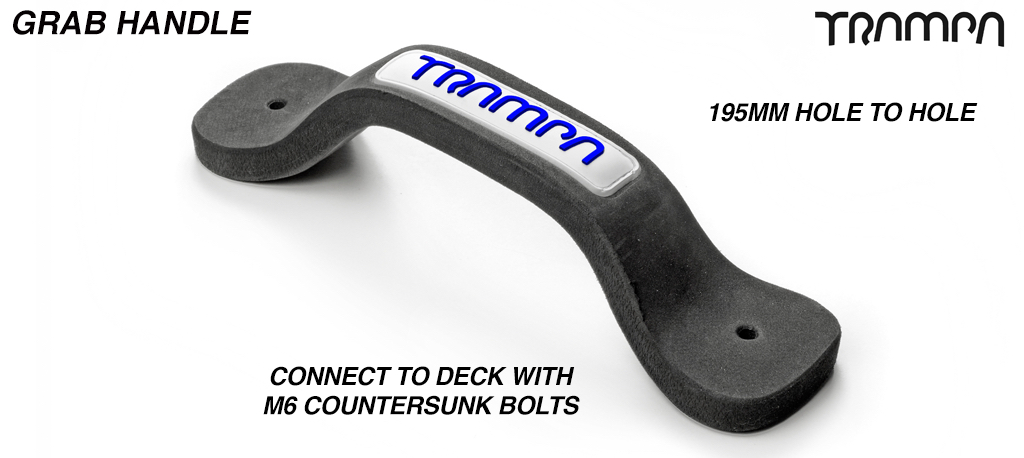 Grab Handle - White patch with Blue TRAMPA logo