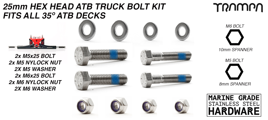 M5x30mm Truck Bolt kit - 17ply decks only (+£4)