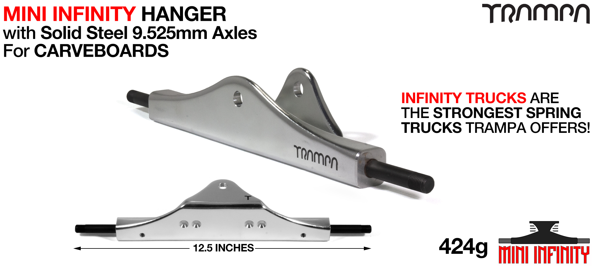 Mini INFINITY Hanger - 9.525mm SOLID steel - Anodised Silver