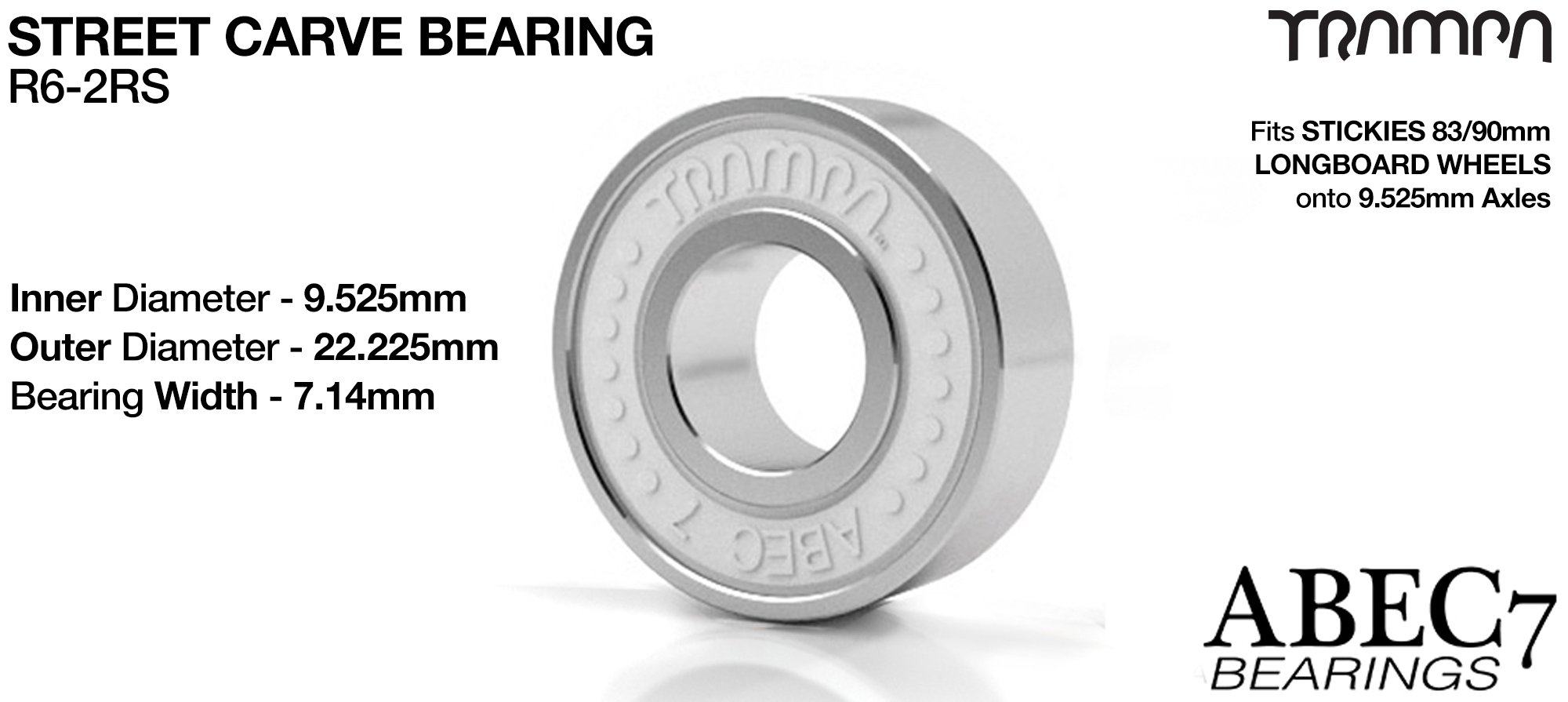 9.525mm Axle Truck to STICKIES wheel Bearings - WHITE (+£15)