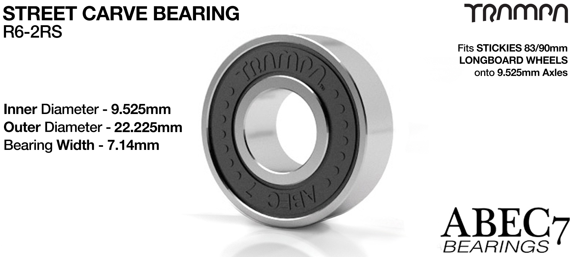 9.525mm Axle Truck to STICKIES wheel Bearings - BLACK (+£15)
