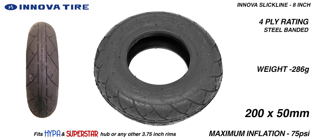 8 Inch SLICK-CUT Tyres - BLACK (+£2.50)