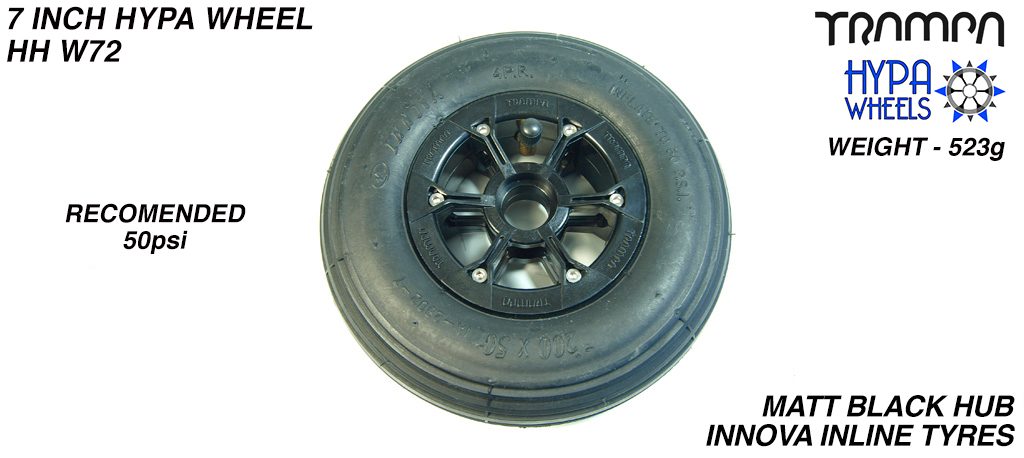 8 Inch Wheel - Matt Black Hypa Hub with Black Inline 8 Inch Tyre