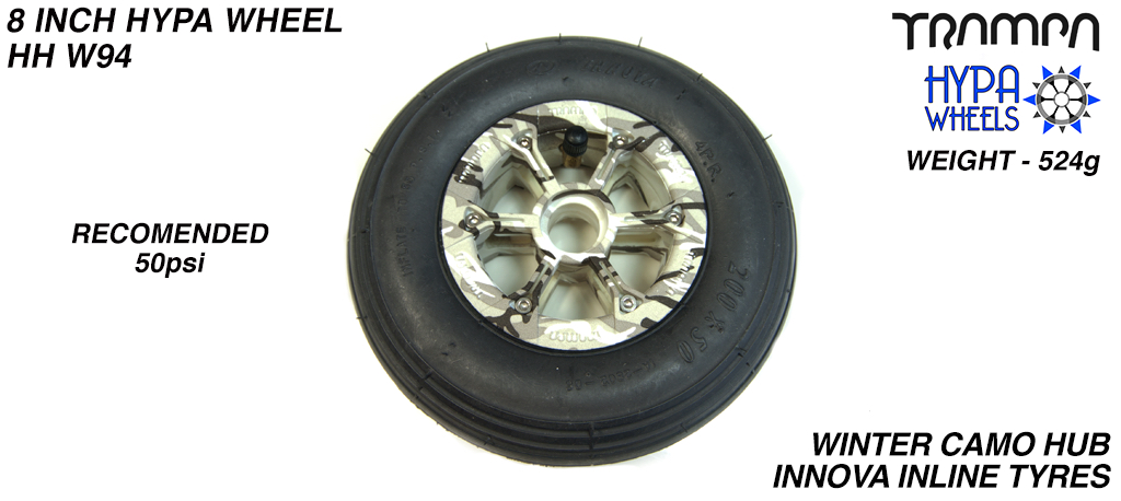 8 Inch Wheel - Winter Camo Hypa Hub with Black INNOVA Inline 8 Inch Tyre