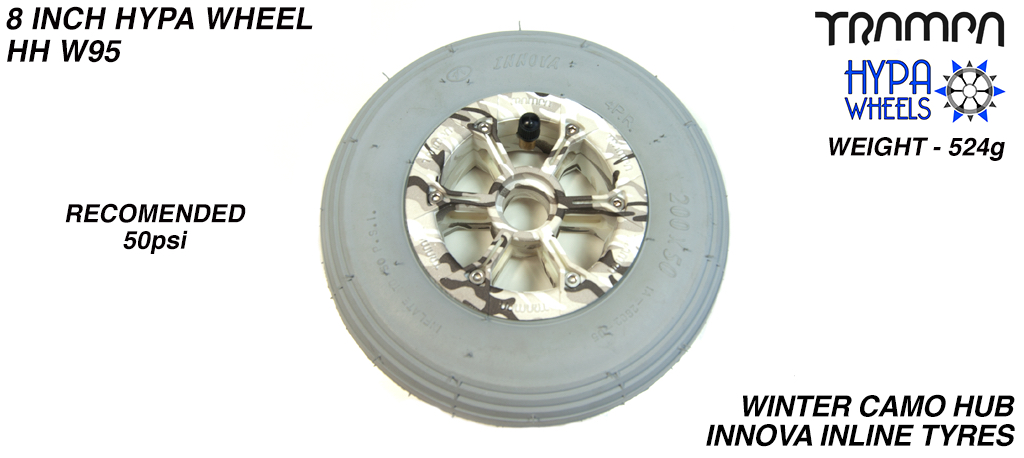 8 Inch Wheel - Winter Camo Hypa Hub with Grey INNOVA Inline 8 Inch Tyre