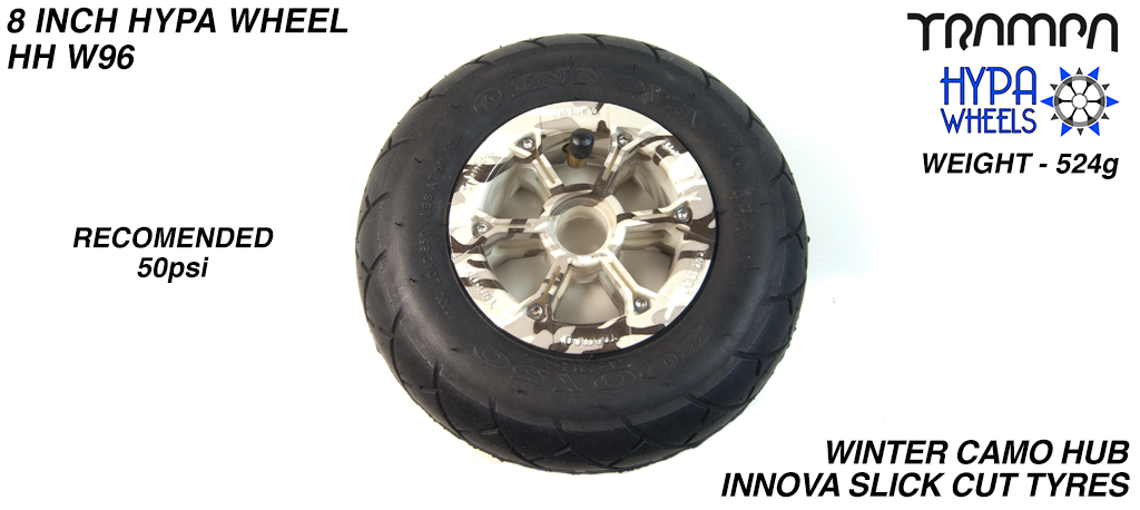8 Inch Wheel - Winter Cammo Hypa Hub with Black INNOVA KK Slickcut 8 Inch Tyre