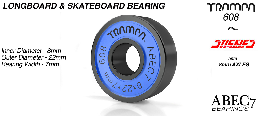 8mm Axle Truck to STICKIES wheel Bearings - BLUE (+£15)