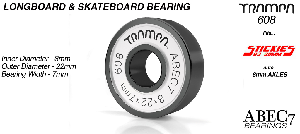 8mm Axle Truck to STICKIES wheel Bearings - WHITE (+£15)