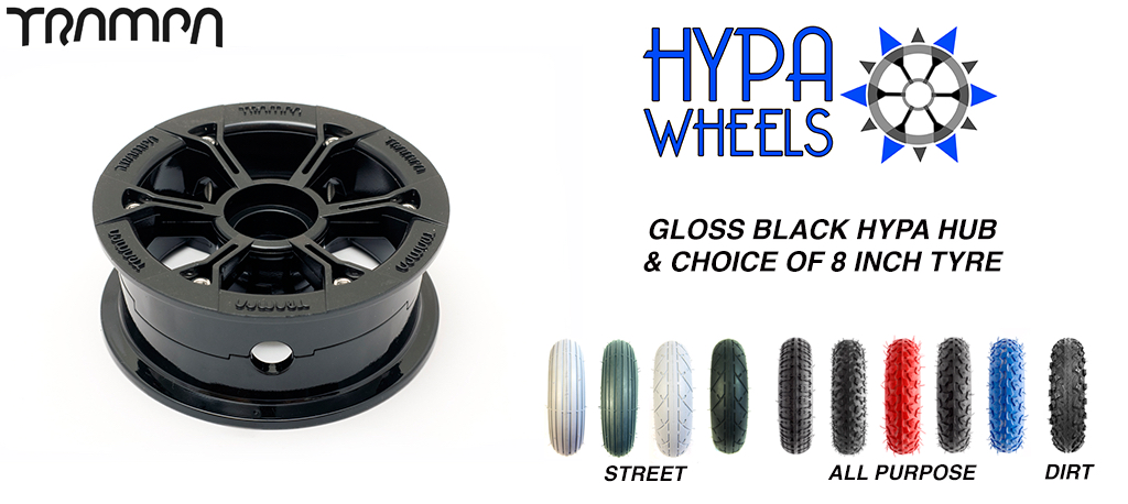 Gloss Black Hypa hub & Custom Tyre for Electric Decks