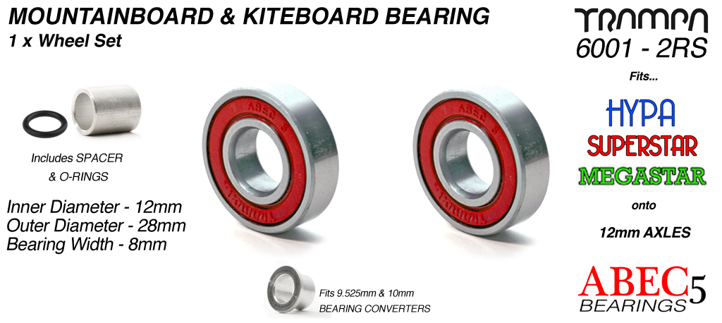 12x 28mm Bearings - RED (+£5)