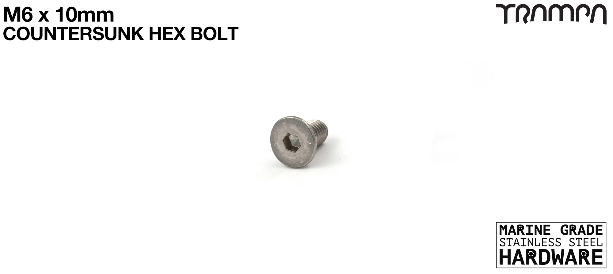 M6 x 10mm Countersunk Allen-Key Bolt - Marine Grade Stainless steel with locking paste 