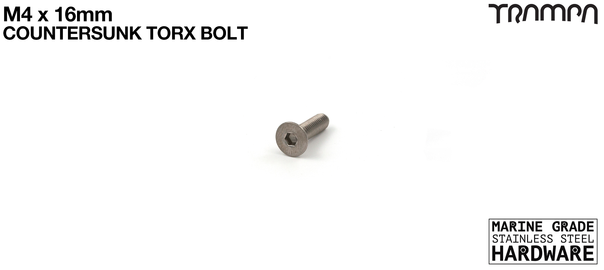 M4 x 16mm Countersunk Head Allen-Key Bolt DIN6912 Marine Grade Stainless Steel 