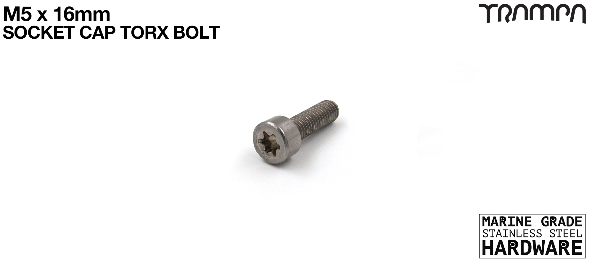 M5 x 16mm TORX Socket Capped TORX Head Bolt ISO 4762 Marine Grade Stainless Steel