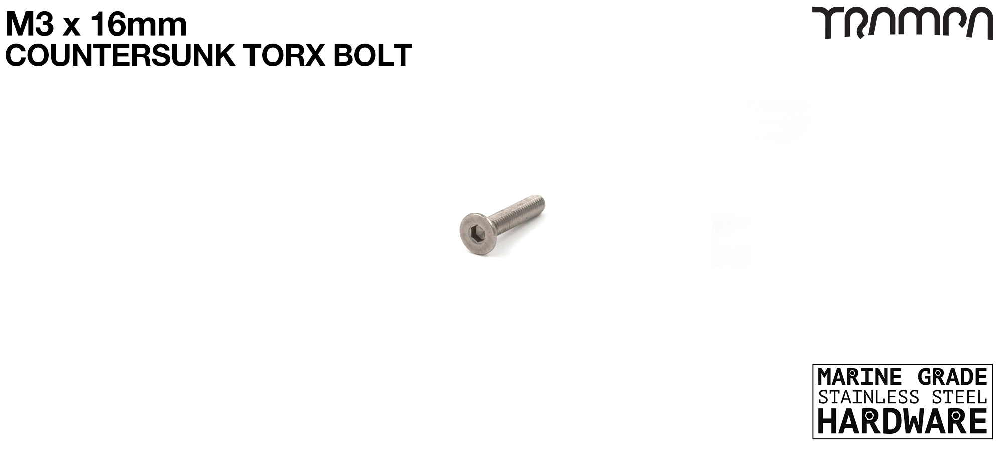 M3 x 16mm Countersunk Head Allen-Key Bolt Marine Grade Stainless Steel 