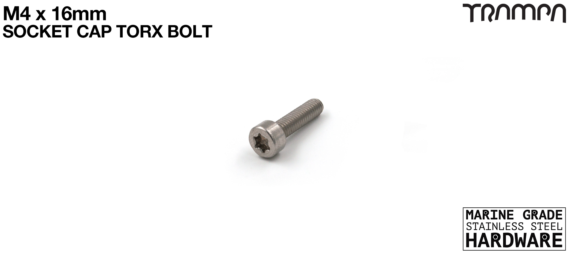 M4 x 16mm TORX Socket Capped Head Bolt ISO 4762 Marine Grade Stainless Steel