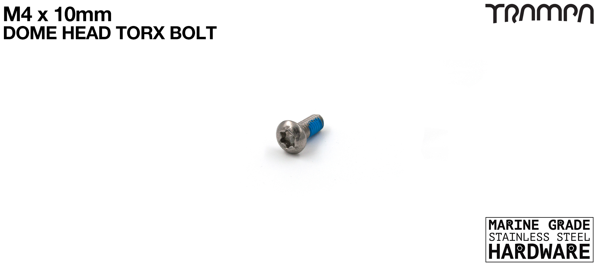 M4 x 10mm TORX Dome/Button Headed Head Bolt Marine Grade Stainless Steel TORX