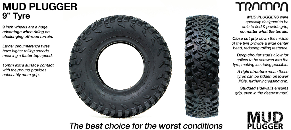 9 Inch MUD-PLUGGER Tyre - BLACK 