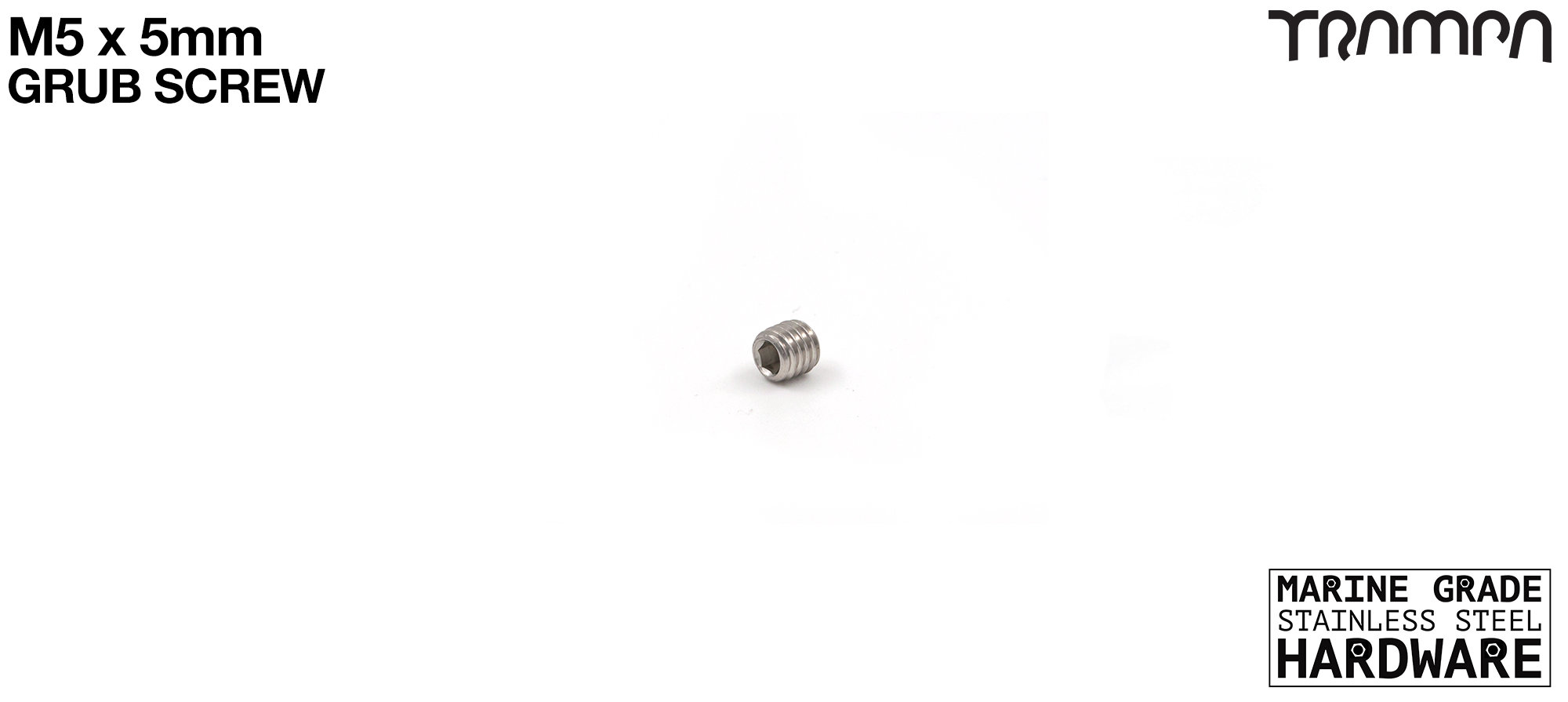 M5 x 5mm Stainless Steel Grub Screw Marine Grade Stainless Steel - Locks bull Bars in position