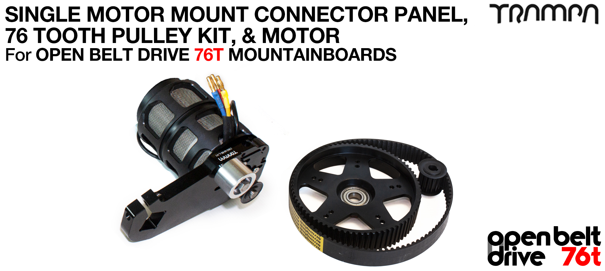 76T OPEN BELT DRIVE Motor Mount & 76T Pulley Kit with MOTOR & Filters - SINGLE