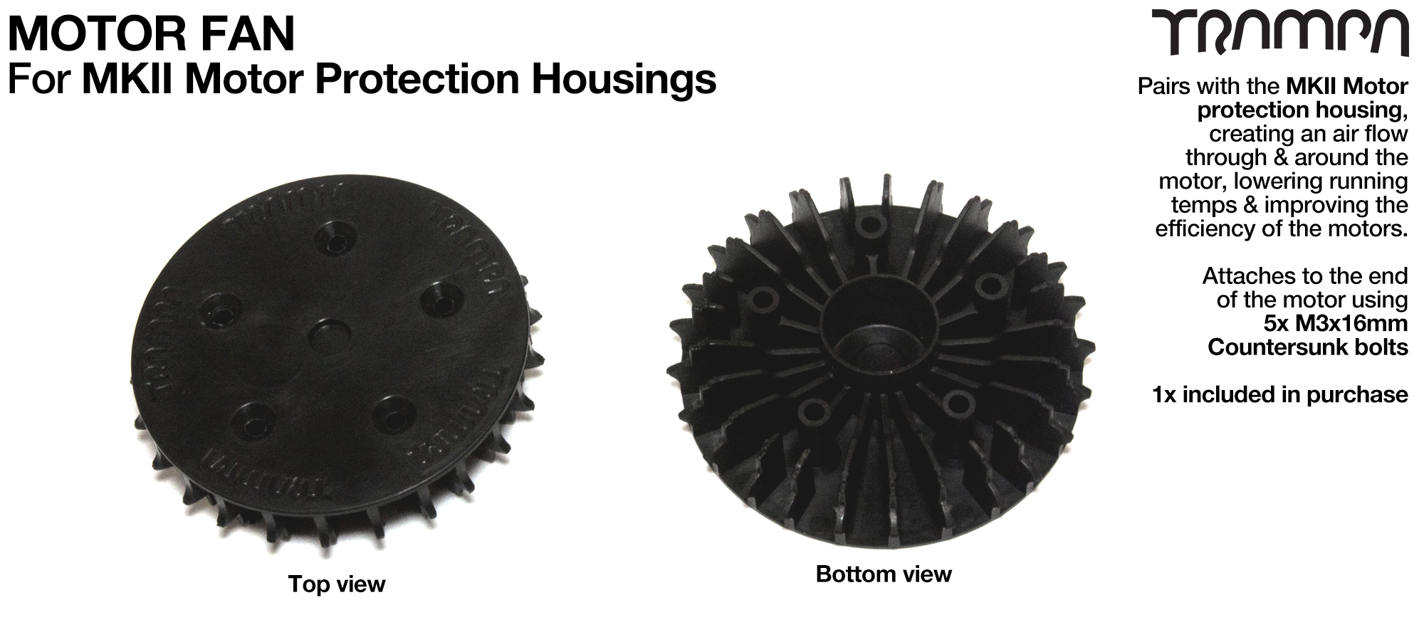 Motor Fan - Connects to the end of the Motor & Spins to help maintain temps low