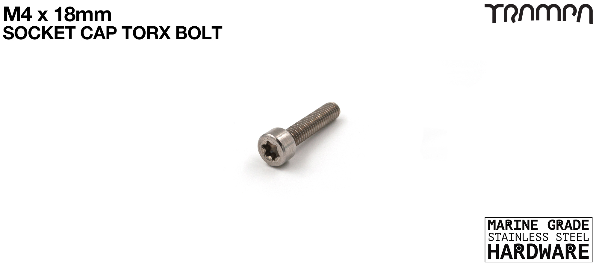 M4 x 18mm TORX Socket Capped Head Bolt ISO 4762 Marine Grade Stainless Steel 