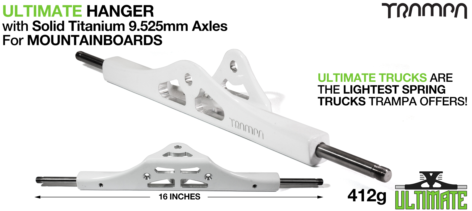 ULTIMATE ATB Hanger - 9.525mm TITANIUM Axles, Powder Coated White & CNC'd light 