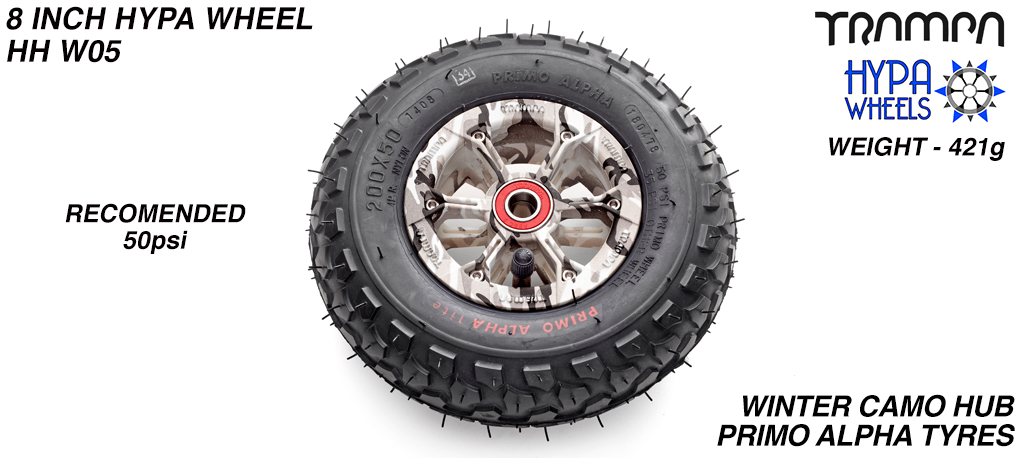 8 Inch Wheel - Winter Cammo Hypa Hub with Black Alpha 8 Inch Tyre 